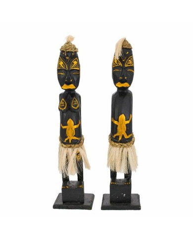 Set di Cifre Alexandra House Living Nero Legno Etnico 12 x 50 x 12 cm 2 Pezzi Set di Cifre Alexandra House Living Nero Legno Etnico 12 x 50 x 12 cm 2 Pezzi