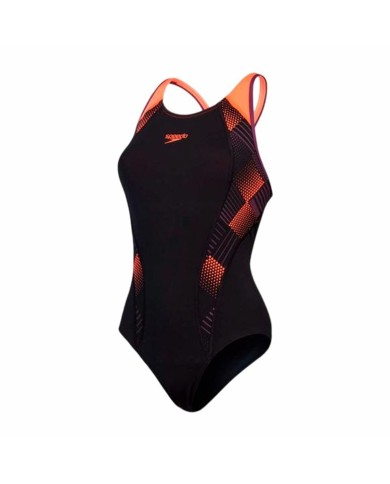 Costume da Bagno Donna Speedo Placement Laneback Nero