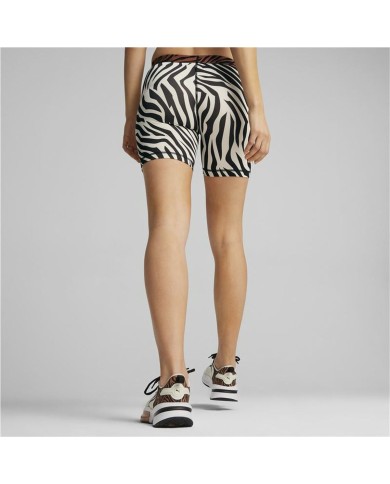 Leggings Sportivo da Donna Puma Animal Remix 5" Bike Zebra Bianco