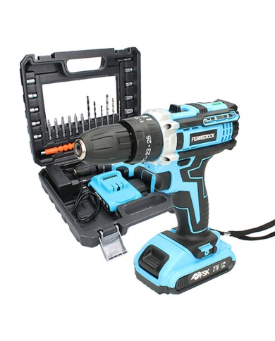 Set trapano e accessori Ferrestock FSKTAB101 21 V 25 Pezzi Set trapano e accessori Ferrestock FSKTAB101 21 V 25 Pezzi