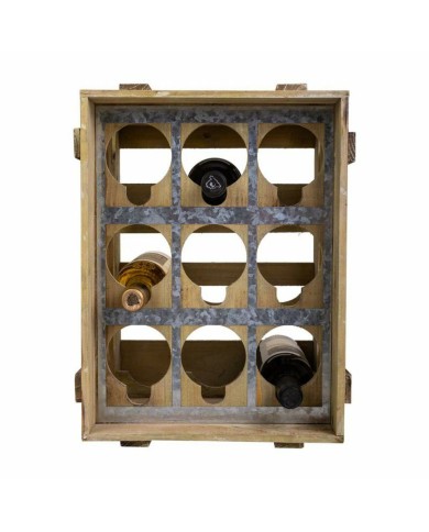 Portabottiglie Alexandra House Living Naturale Legno di abete 32 x 43 x 33 cm 9 bottiglie Scatola