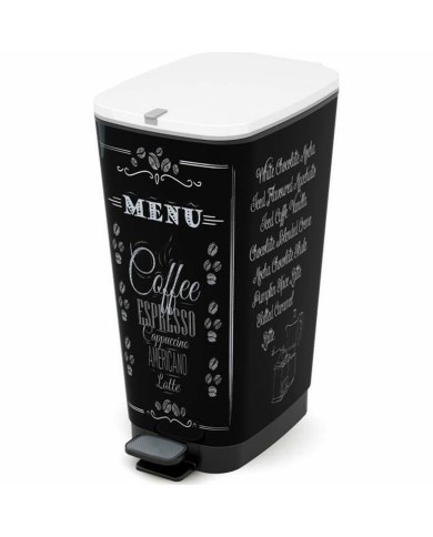 Secchio della Spazzatura a Pedale KIS CHIC Coffee Motif Nero 50 L Secchio della Spazzatura a Pedale KIS CHIC Coffee Motif Nero 50 L