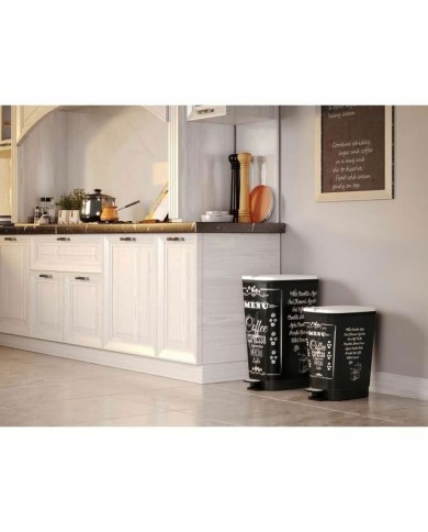 Secchio della Spazzatura a Pedale KIS CHIC Coffee Motif Nero 50 L Secchio della Spazzatura a Pedale KIS CHIC Coffee Motif Nero 50 L