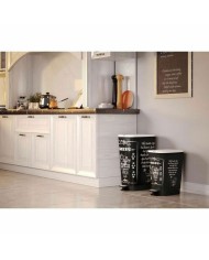 Secchio della Spazzatura a Pedale KIS CHIC Coffee Motif Nero 50 L