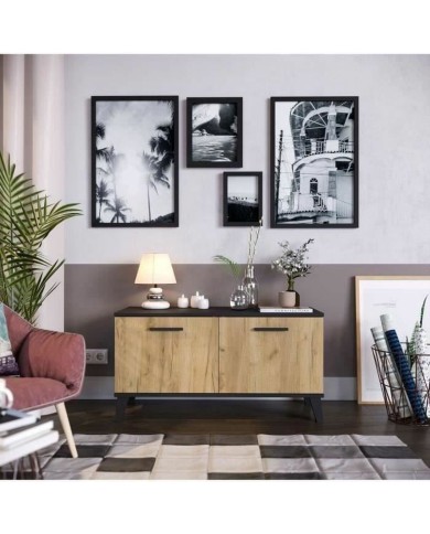 Scarpiera THEO Marrone Nero Rovere Melammina 100 x 40 x 52 cm Scarpiera THEO Marrone Nero Rovere Melammina 100 x 40 x 52 cm