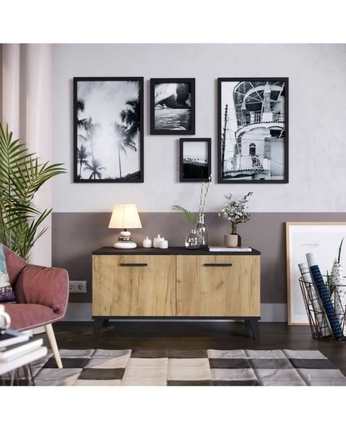 Scarpiera THEO Marrone Nero Rovere Melammina 100 x 40 x 52 cm Scarpiera THEO Marrone Nero Rovere Melammina 100 x 40 x 52 cm