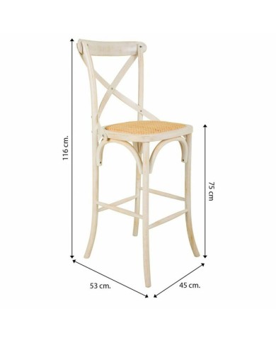 Sgabello Alexandra House Living Bianco Rattan 53 x 116 x 45 cm Sgabello Alexandra House Living Bianco Rattan 53 x 116 x 45 cm