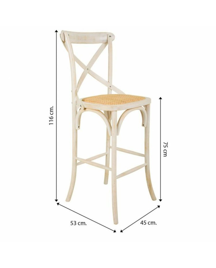 Sgabello Alexandra House Living Bianco Rattan 53 x 116 x 45 cm