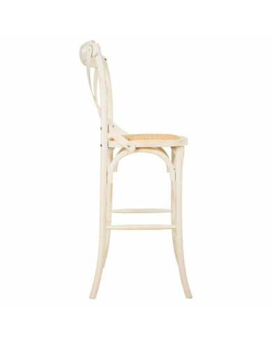 Sgabello Alexandra House Living Bianco Rattan 53 x 116 x 45 cm