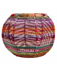 Sgabello Alexandra House Living Rosso Corda Ferro 45 x 30 x 30 cm