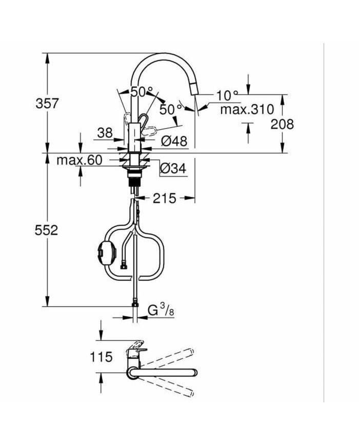 Rubinetto Monocomando Grohe Start Flow - 30569000 Ottone Forma a C