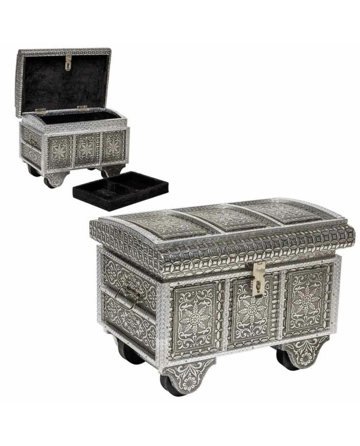 Scatola-Portagioie Alexandra House Living Argentato Alluminio Legno MDF 20 x 25 x 30 cm