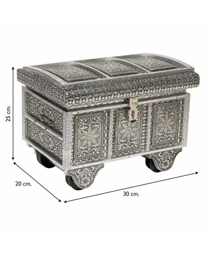 Scatola-Portagioie Alexandra House Living Argentato Alluminio Legno MDF 20 x 25 x 30 cm