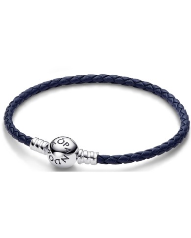 Bracciale Donna Pandora ROUND CLASP BLUE BRAIDED LEATHER BRACELET Bracciale Donna Pandora ROUND CLASP BLUE BRAIDED LEATHER BRACELET