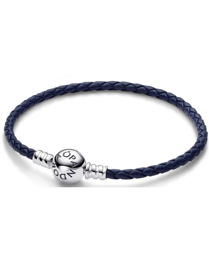 Bracciale Donna Pandora ROUND CLASP BLUE BRAIDED LEATHER BRACELET Bracciale Donna Pandora ROUND CLASP BLUE BRAIDED LEATHER BRACELET