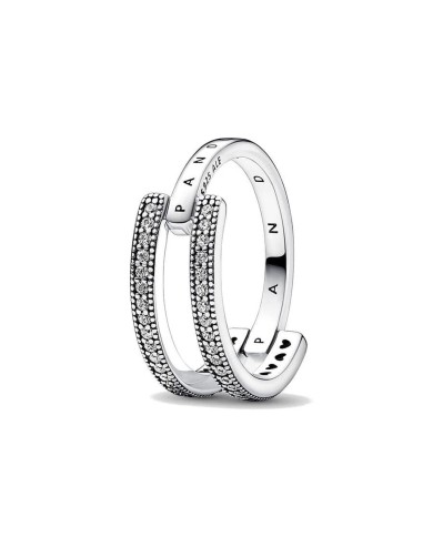 Anello Donna Pandora SIGNATURE LOGO & PAVE DOUBLE BAND - RING - SIZE 54 Anello Donna Pandora SIGNATURE LOGO & PAVE DOUBLE BAND - RING - SIZE 54