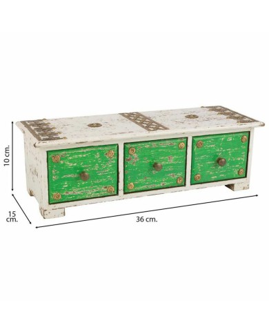 Scatola-Portagioie Alexandra House Living Bianco Verde Ottone Legno MDF 15 x 10 x 36 cm 3 cassetti Scatola-Portagioie Alexandra House Living Bianco Verde Ottone Legno MDF 15 x 10 x 36 cm 3 cassetti