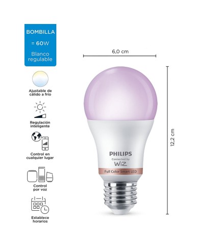 Lampadina Intelligente Philips Wiz Full Colors F 8,5 W E27 806 lm (2200-6500 K)