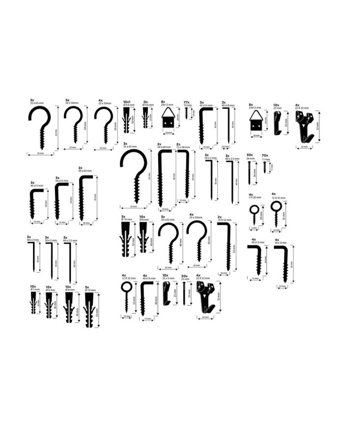 Set di ganci, bulloni ad occhio e appendiabiti Black & Decker 198 Pezzi