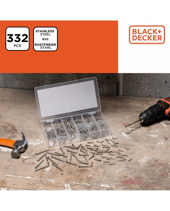 Kit di viti Black & Decker Phillips Legno 332 Pezzi