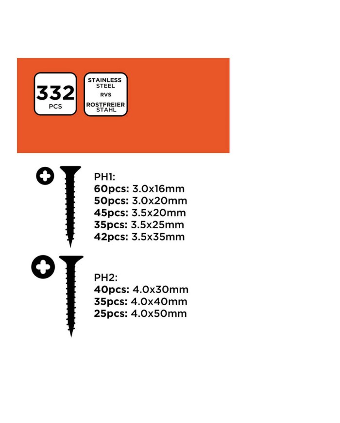Kit di viti Black & Decker Phillips Legno 332 Pezzi