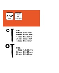 Kit di viti Black & Decker Phillips Legno 332 Pezzi