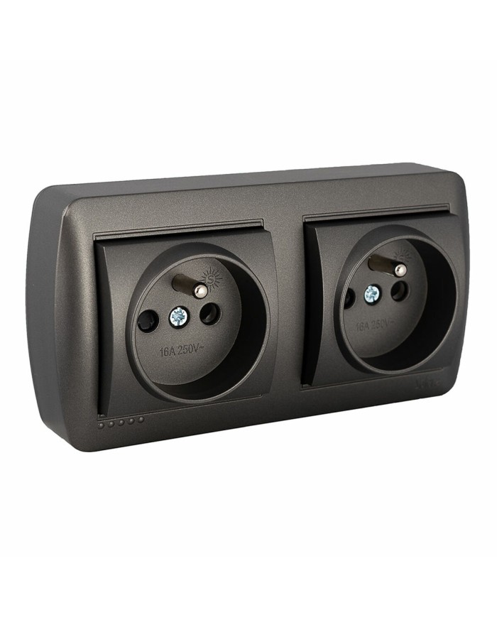 Base della spina Solera Mural 2p+t Grafite 16 A 250 V Doppia Base della spina Solera Mural 2p+t Grafite 16 A 250 V Doppia