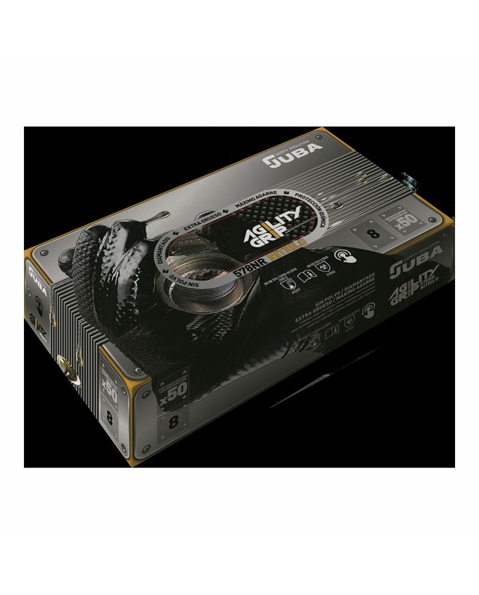 Guanti in nitrile JUBA Agility Grip Nero Senza talco 50 Unità Guanti in nitrile JUBA Agility Grip Nero Senza talco 50 Unità