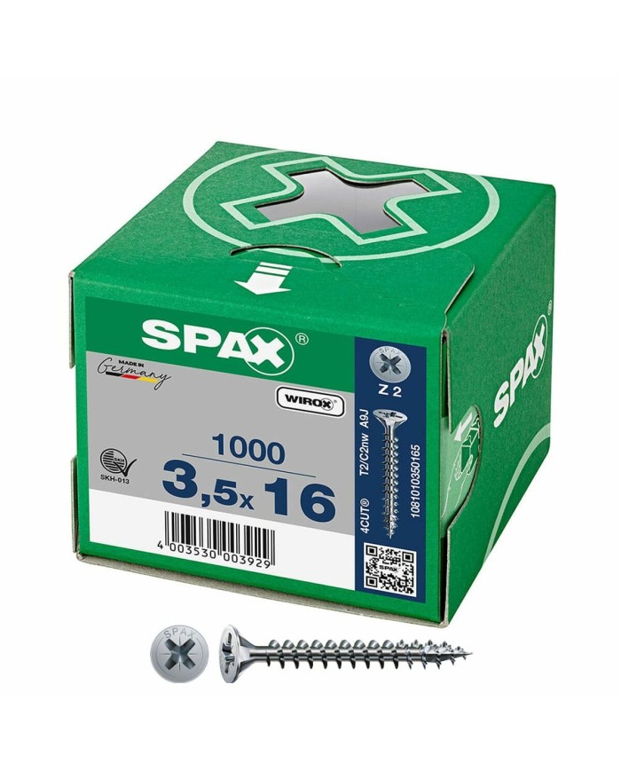 Scatola a viti SPAX Wirox Z2 Testa piatta 3,5 x 16 mm 1000 Unidades Scatola a viti SPAX Wirox Z2 Testa piatta 3,5 x 16 mm 1000 Unidades
