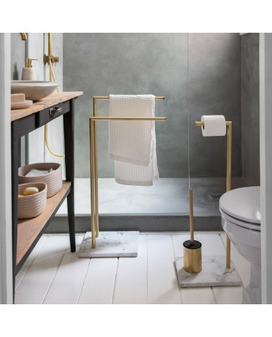 Porta Carta Igienica con Supporto per Scopino Andrea House Dorato