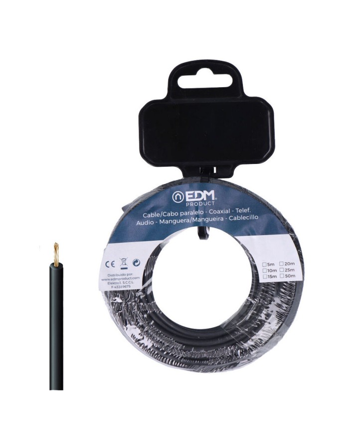 Cavo Elettrico Unipolare EDM 28579 Nero 15 m h07z1-k Cavo Elettrico Unipolare EDM 28579 Nero 15 m h07z1-k