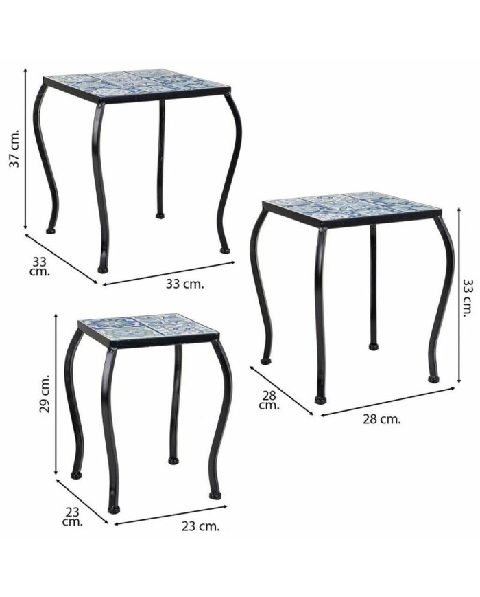 Supporto per Vaso Alexandra House Living Nero Ferro Piastrella 33 x 37 x 33 cm 3 Pezzi