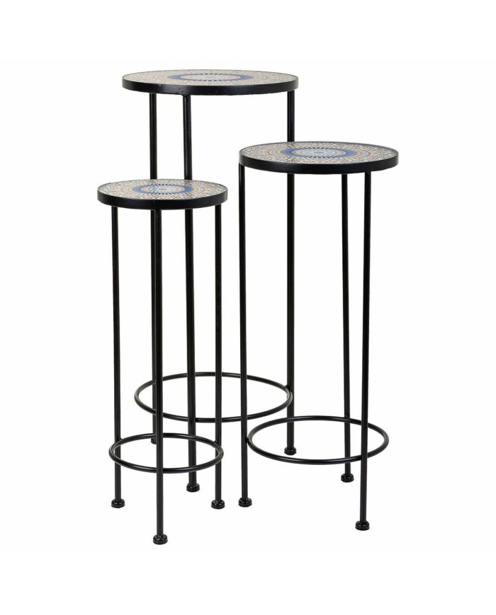 Supporto per Vaso Alexandra House Living Nero Ferro Piastrella 30 x 68 x 30 cm 3 Pezzi