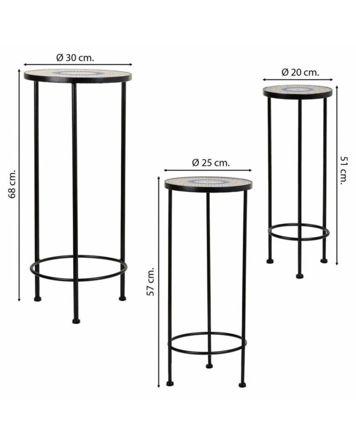 Supporto per Vaso Alexandra House Living Nero Ferro Piastrella 30 x 68 x 30 cm 3 Pezzi