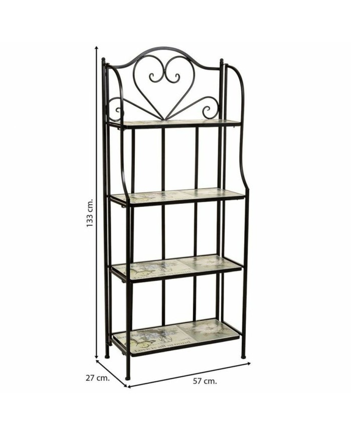 Scaffale Alexandra House Living Nero Ferro Forjare Piastrella 27 x 133 x 57 cm