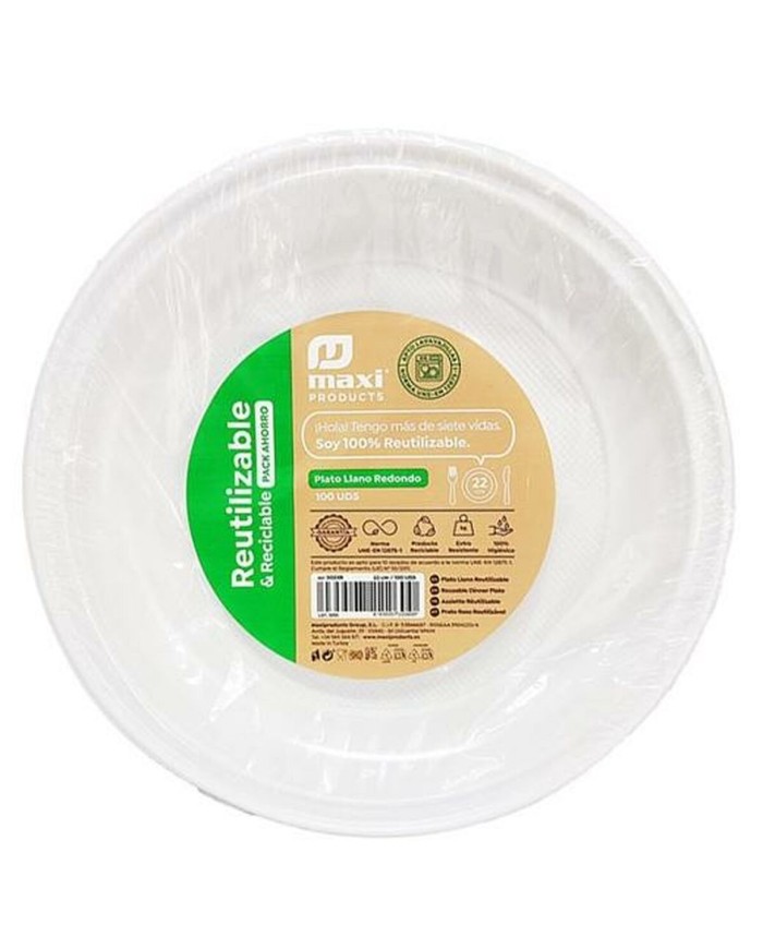 Set di piatti riutilizzabili Maxi Products Bianco Plastica 100 Pezzi Set di piatti riutilizzabili Maxi Products Bianco Plastica 100 Pezzi