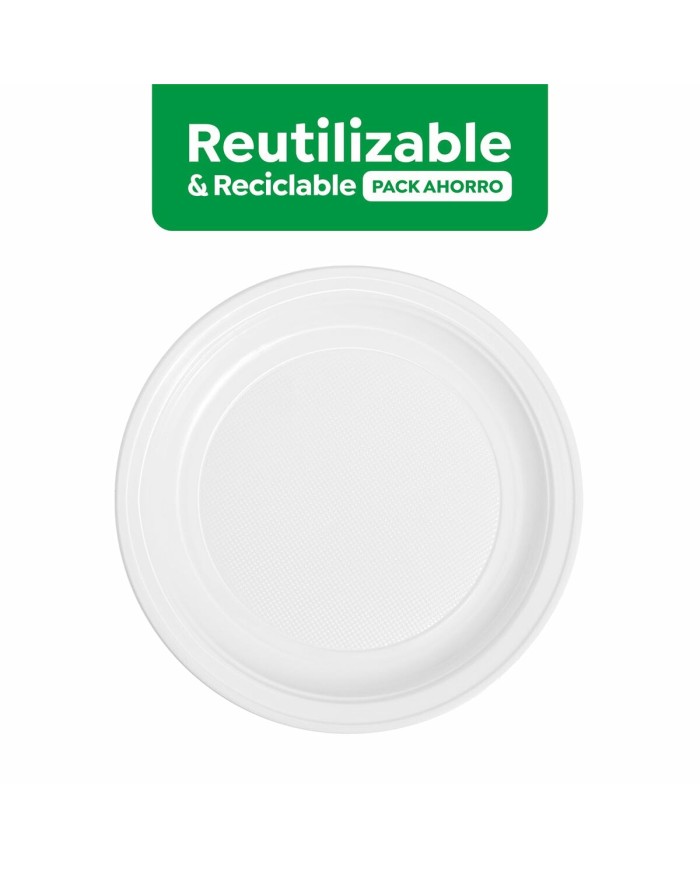 Set di piatti riutilizzabili Maxi Products Bianco Plastica 100 Pezzi Set di piatti riutilizzabili Maxi Products Bianco Plastica 100 Pezzi