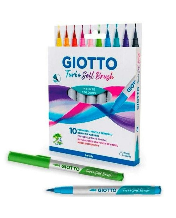 Set di Pennarelli Giotto Turbo Soft Brush Multicolore Confezione Pennello 10 Pezzi