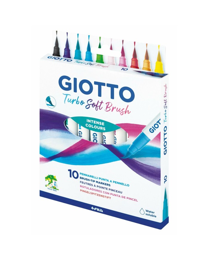Set di Pennarelli Giotto Turbo Soft Brush Multicolore Confezione Pennello 10 Pezzi