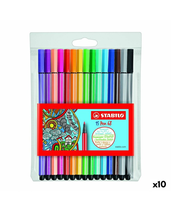 Set di Pennarelli Stabilo Pen 68 Multicolore (10 Unità)