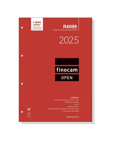 Ricarica dell'Agenda Finocam R4099 4000 A4 2025 21 x 29,7 cm