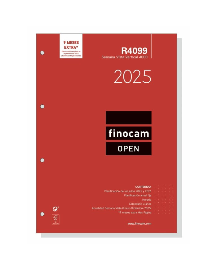 Ricarica dell'Agenda Finocam R4099 4000 A4 2025 21 x 29,7 cm Ricarica dell'Agenda Finocam R4099 4000 A4 2025 21 x 29,7 cm