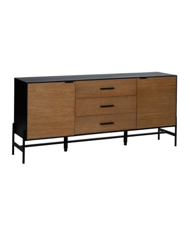 Credenza ORLEANS Nero Naturale Ferro Legno MDF 164 x 40 x 75 cm
