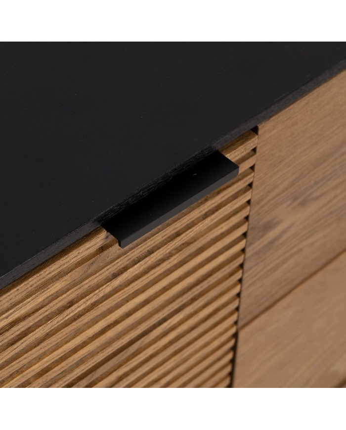 Credenza ORLEANS Nero Naturale Ferro Legno MDF 164 x 40 x 75 cm Credenza ORLEANS Nero Naturale Ferro Legno MDF 164 x 40 x 75 cm