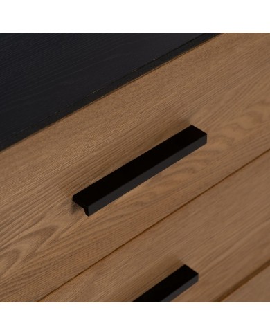 Credenza ORLEANS Nero Naturale Ferro Legno MDF 164 x 40 x 75 cm