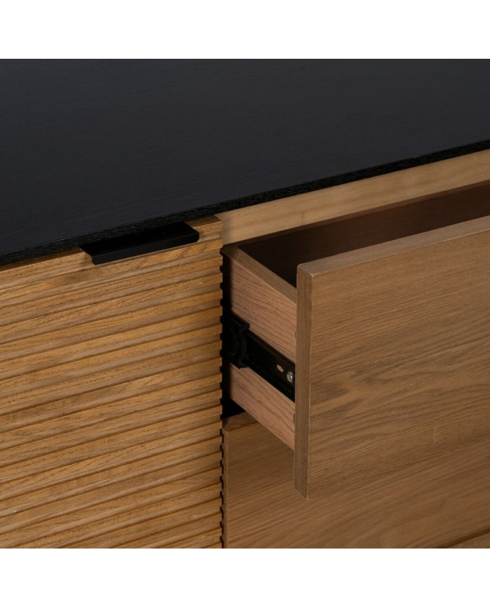 Credenza ORLEANS Nero Naturale Ferro Legno MDF 164 x 40 x 75 cm Credenza ORLEANS Nero Naturale Ferro Legno MDF 164 x 40 x 75 cm