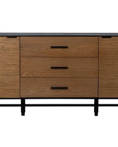 Credenza ORLEANS Nero Naturale Ferro Legno MDF 164 x 40 x 75 cm