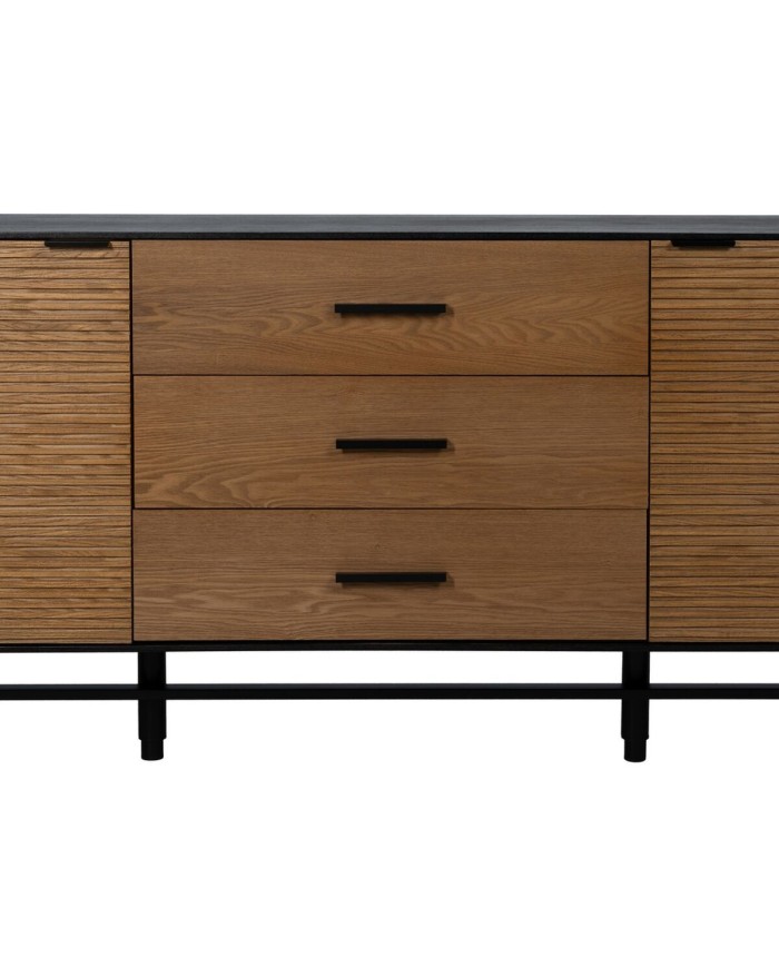 Credenza ORLEANS Nero Naturale Ferro Legno MDF 164 x 40 x 75 cm Credenza ORLEANS Nero Naturale Ferro Legno MDF 164 x 40 x 75 cm