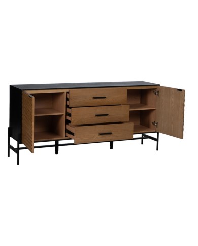 Credenza ORLEANS Nero Naturale Ferro Legno MDF 164 x 40 x 75 cm