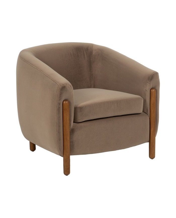 Poltrona Naturale Taupé Legno d'albero della gomma Foam Tessuto 87 x 80 x 81 cm